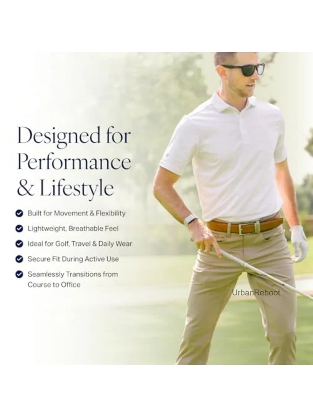 Men's Vegan Leather Ratchet Belt - No-Hole Adjustable Cut-to-Size Golf Dress